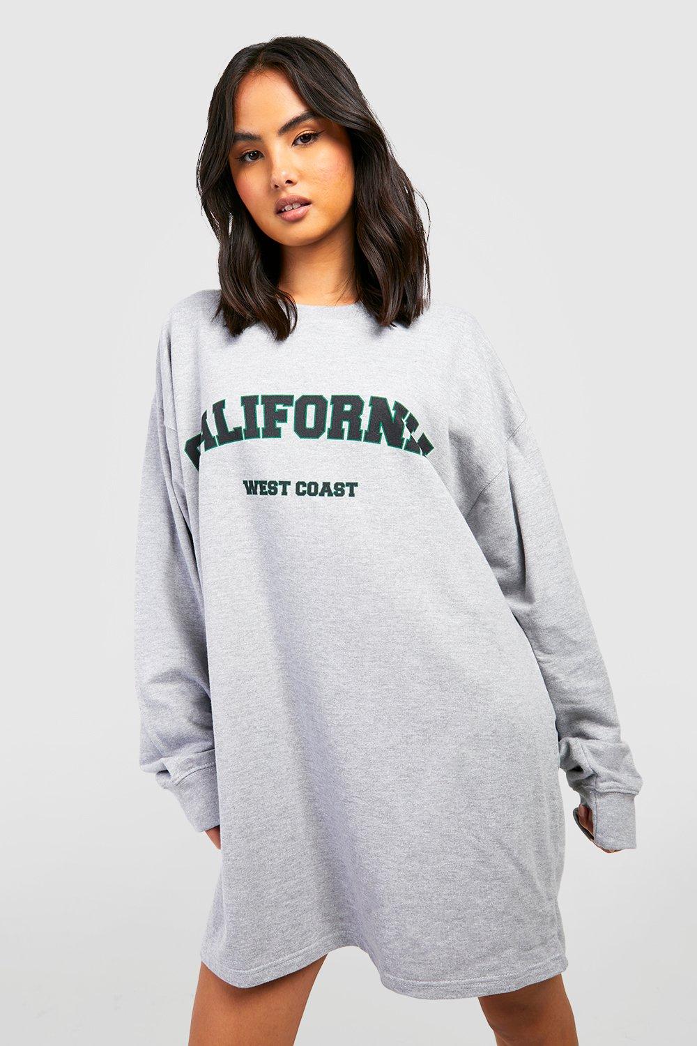 California Slogan Oversized Sweatshirt Dress boohoo